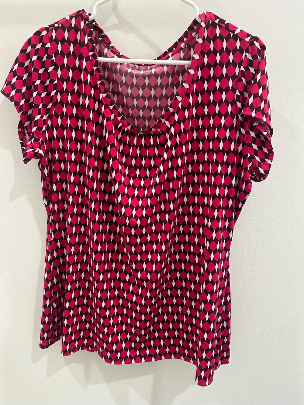 Worthington Pink and Black Geometric Short-Sleeve Top